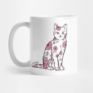 Pink Floral Cat Mug